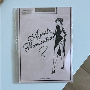 Agent Provocateur Champagne Stockings with Pink Seam
